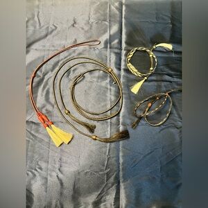 Set Of 4 Vintage Leather / Horse Hair Woven Hat Bands, New Without Tags